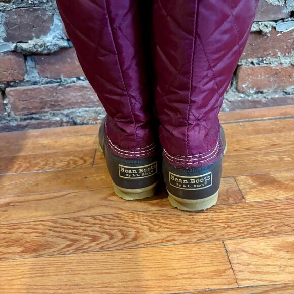 L.L. Bean Women's size 7 Burgandy Quilted Shearling Snow Bean Boots - Picture 3 of 5
